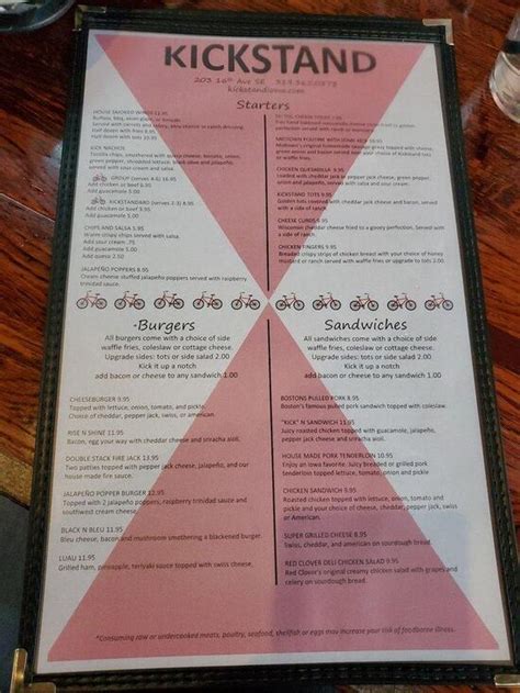 Kickstand Bar Menu