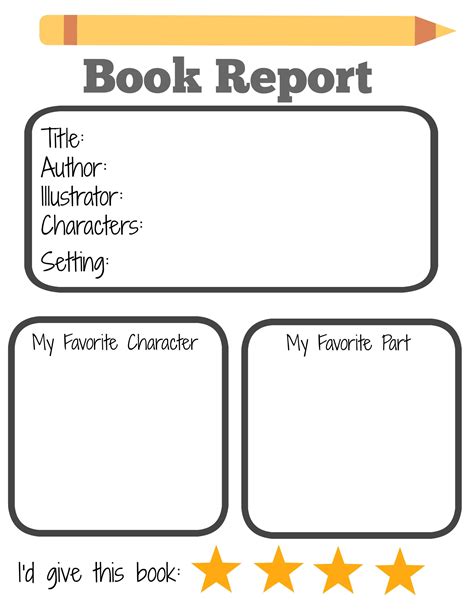 Kid Book Report Printable