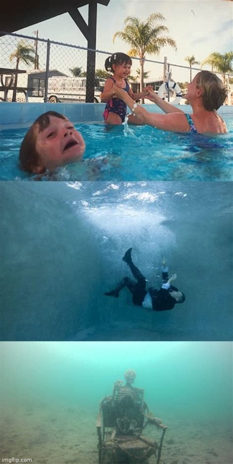 Kid Drowning In Pool Meme Template