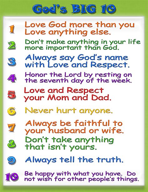 kid friendly 10 commandments