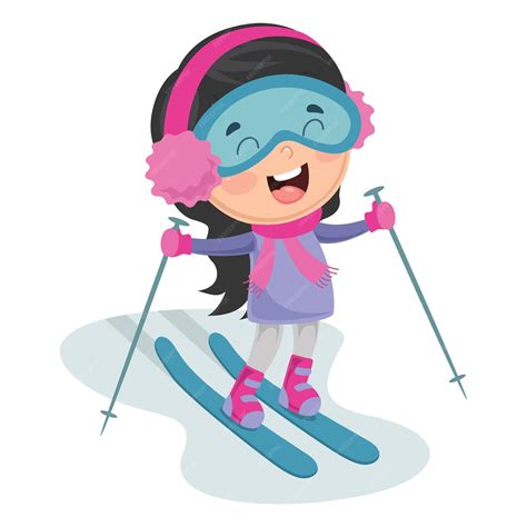 Kid Ski Illustration