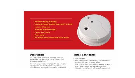 Kidde Smoke Alarm Manual I12040 Ionization Detector With Battery Backup