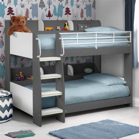 Decorate Your Kids Bedroom With A Grey Metal Bedroom Set With Storage