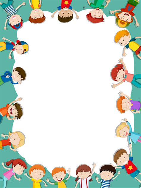 Border template with many kids 448768 Vector Art at Vecteezy