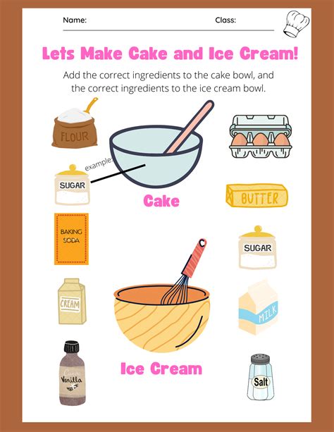 Kids Baking Worksheet