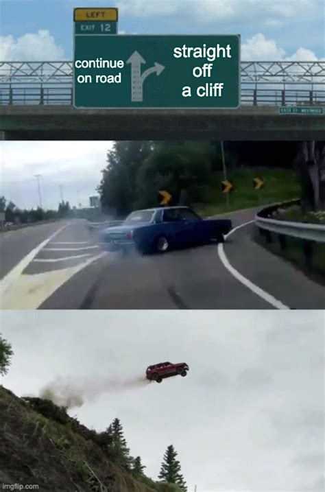 kids driving off a cliff meme