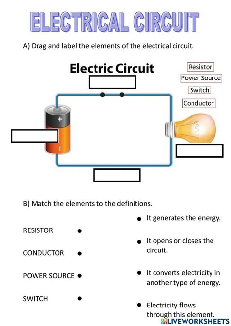 Kids Electrical Circuits Worksheet