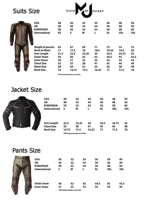 kids motorcycle apparel size chart