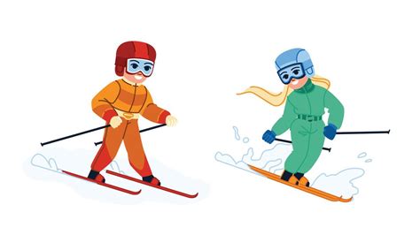 Kids Skiing Vector