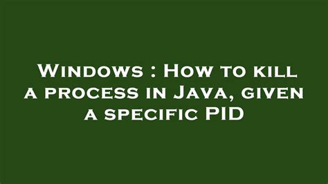 Kill Process By Pid Java