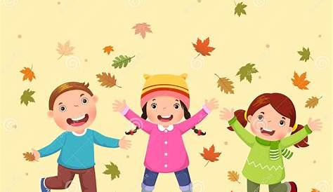 Glückliche Kinder Im Herbst Stock Illustrationen, Vektoren, & Kliparts