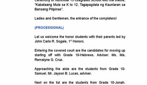 Moving Up Script 1- for recognition - Emcee Script "Mga kaibigan,/ sa