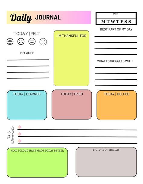 Kinder Journal Free Printable