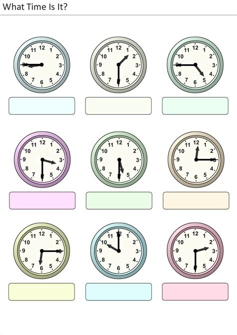 Kindergarten Clock Face Worksheets