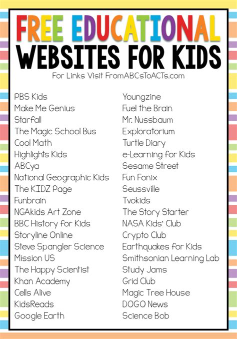 kindergarten learning website free
