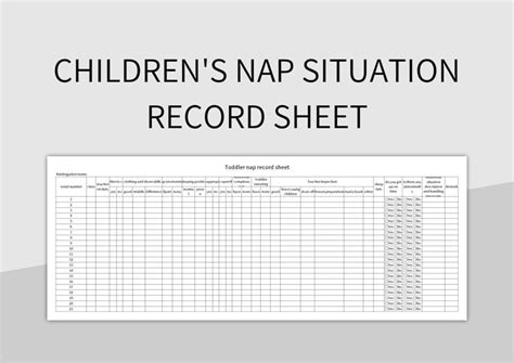 Kindergarten Nap Time Record Sheet Printable