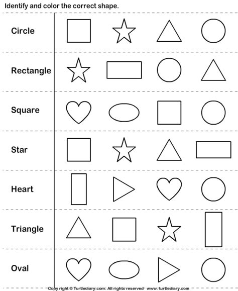 Kindergarten Printable Sheets Shapes