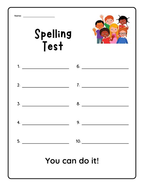Kindergarten Spelling Test Worksheets