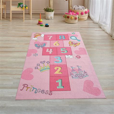 Kinderzimmer Teppich Mädchen Rosa Sterne Teppich4Kids