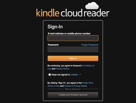 kindle cloud reader account sign in