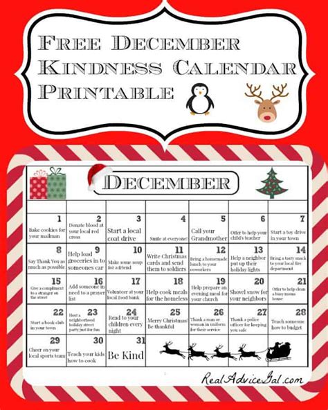 kindness calendar december 2023