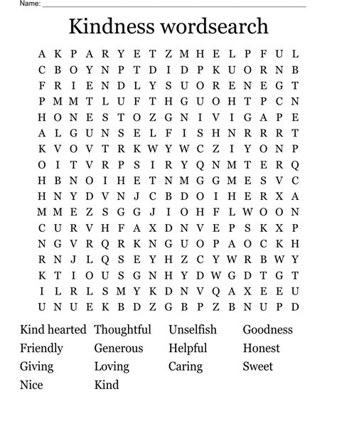 kindness matters word search