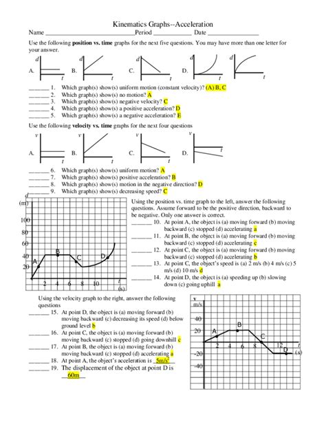 34 Graphing Motion Kinematics Worksheet support worksheet