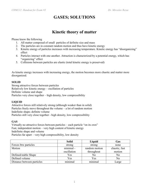 kinetic theory of matter in physics notes