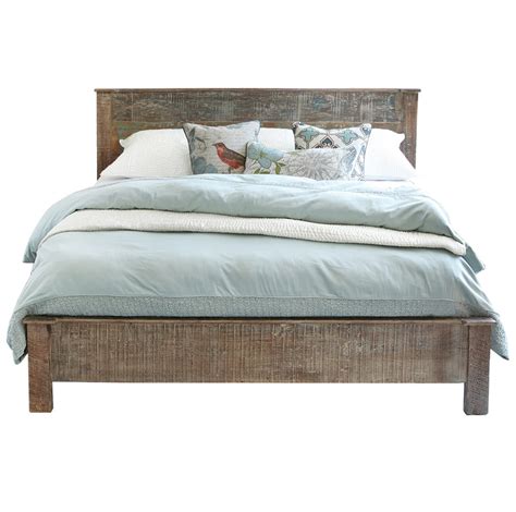 Rustic Platform Bed Frame King Size with Headboard Bedroom Solid Wood