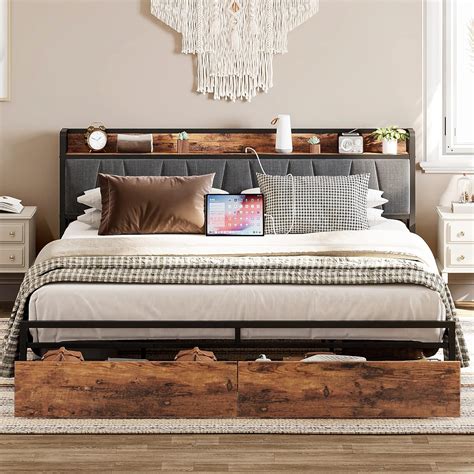 King Bed Frame Storage Headboard