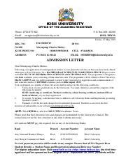kisii university student admission letter