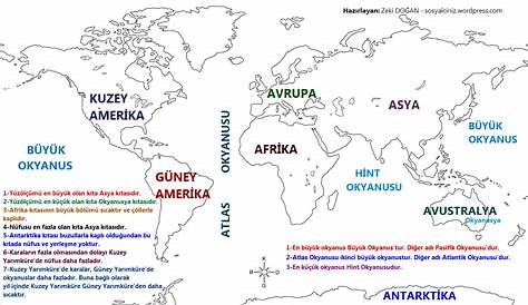 Kitalar Ve Okyanuslar Haritasi Boyama Dunya Dilsiz Haritalari