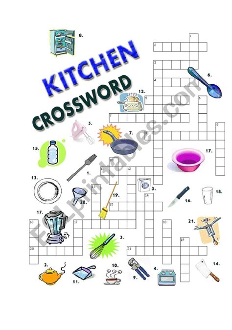 Kitchen utensils crossword Interactive worksheet