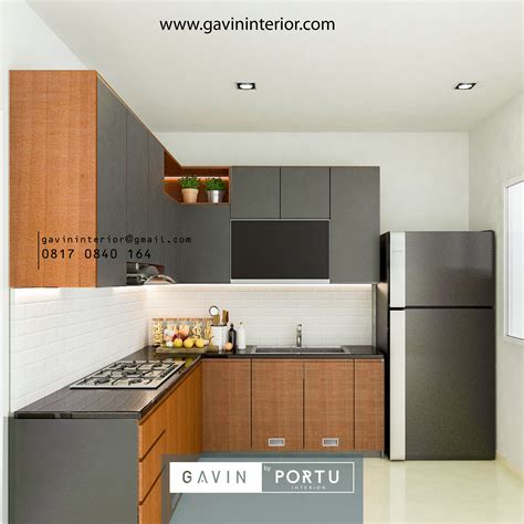 jual kitchen set model minimalis warna coklat Portu Interior Portu