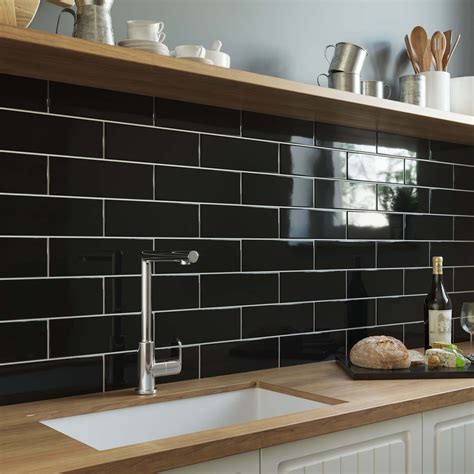 Incredible Kitchen Wall Tiles High Gloss Black 2023
