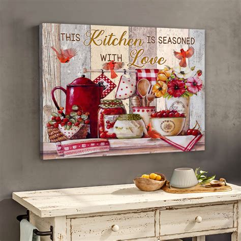 Red Apple Orange Kiwi Wall Art Print Canvas Framed Kitchen Home Hang