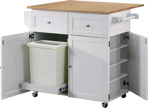 Kitchen Cart With Trash Compartment