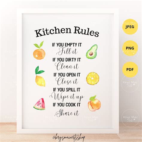 Kitchen Rules Free Printable