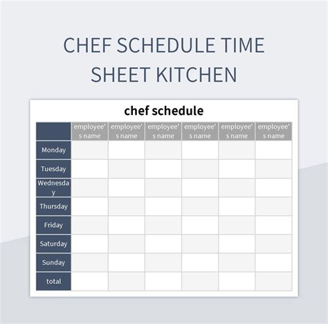 Kitchen Schedule Template Excel Chef's Schedule Template