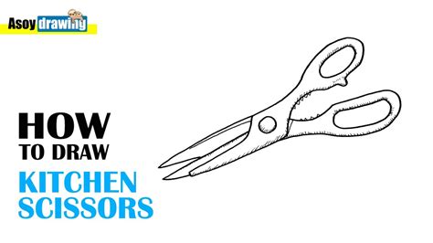 Kitchen Scissors Drawing Easy