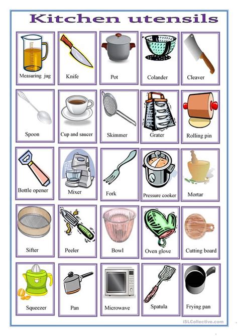 Kitchen Utensils Printable Worksheets