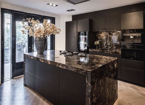Kitchen With Black Marble Top