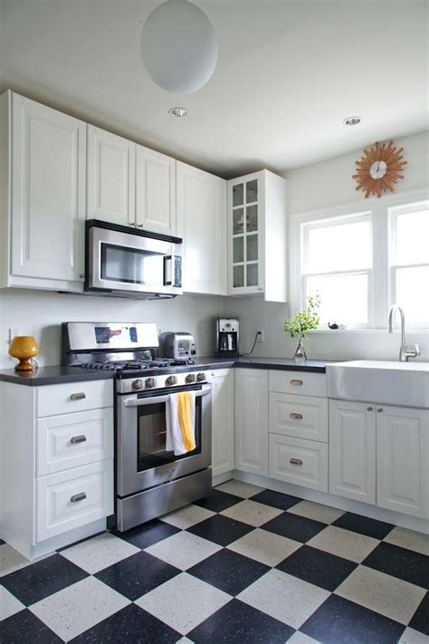 Kitchen With Checkered Tile Floor