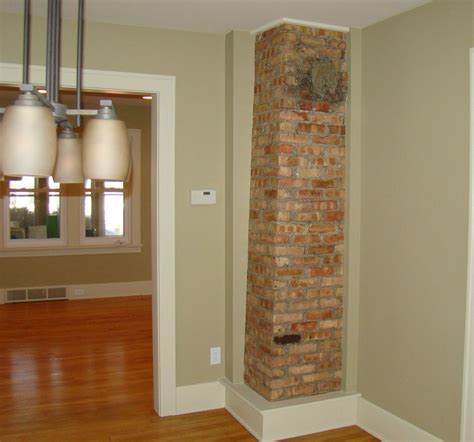 Kitchen With Exposed Brick Chimney