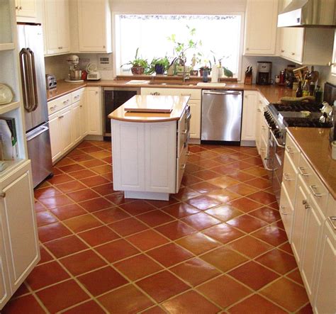 kitchen with saltillo tile floor