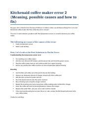 Kitchenaid Coffee Maker Error 2