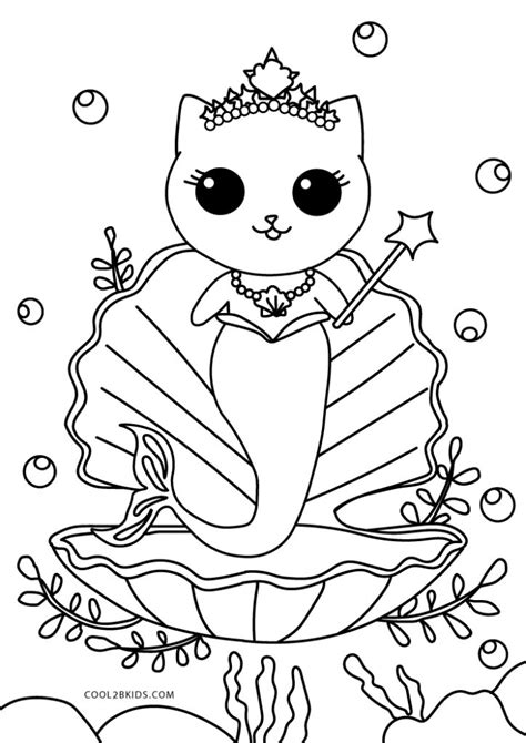 kitten mermaid coloring page