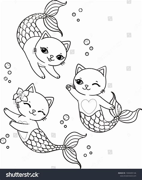 kitty mermaid coloring pages