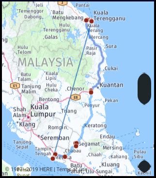 kl to malacca distance