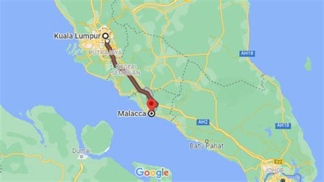 kl to melaka km